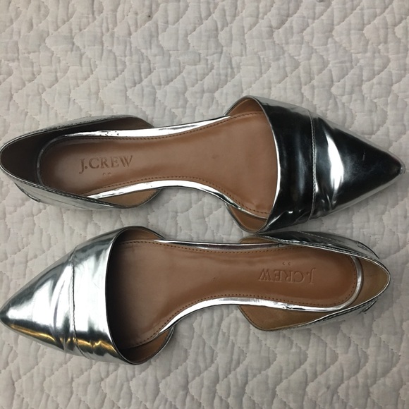 J. Crew Factory Shoes - J. Crew Silver Flat HOST PICK!